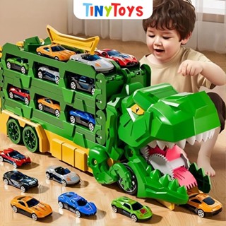 Xe khủng long nuốt chửng xe đua hợp kim đường đua 1,6 mét hai làn đua đồ chơi sáng tạo dành cho trẻ Tinytoys 