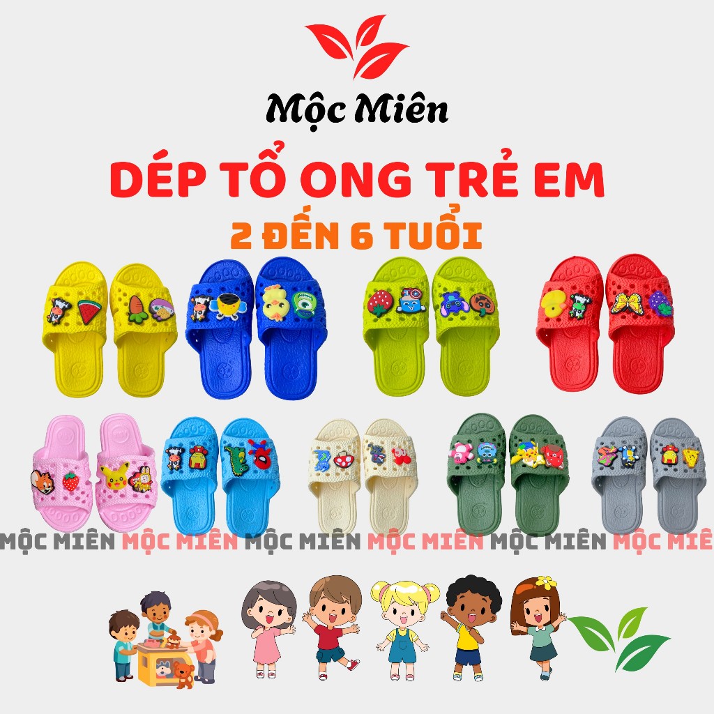 Dép Tổ Ong ASIA Gắn Sticker Cho Bé Trai Bé Gái Size 17 - 19 Hàng Chính Hãng Cao Cấp Phù Hợp  2 -6 Tuổi