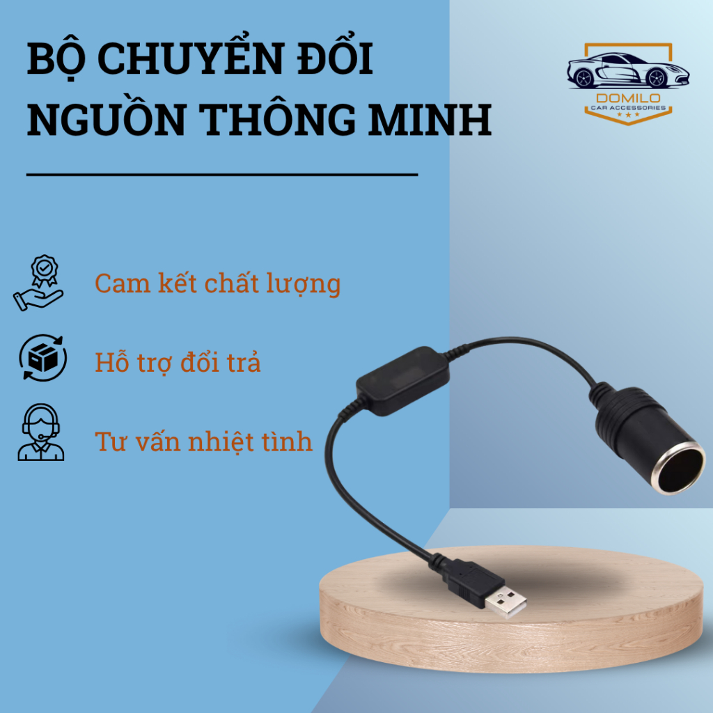 Cáp USB 5V Sang 12V Cho Ô Tô – Nguồn Tẩu Sạc, Cắm Điện Tử GPS, Camera Hành Trình, Thiết Bị Điện Tử