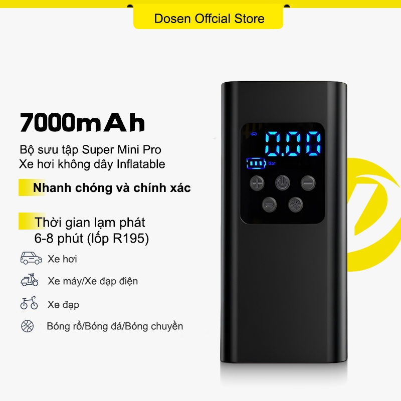DOSEN Pro Máy bơm hơi lốp với đồng hồ đo áp suất lốp kỹ thuật số và đèn LED, Máy nén khí cho ô tô và xe đạp xe máy