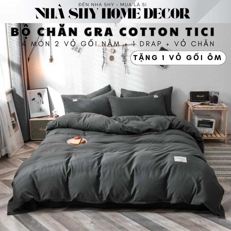 Bộ Chăn Ga Gối Cotton Tici Set 4 Món Vỏ Chăn Gra Gối - Vỏ Chăn Không Kèm Ruột - Nhà Shy Home Decor