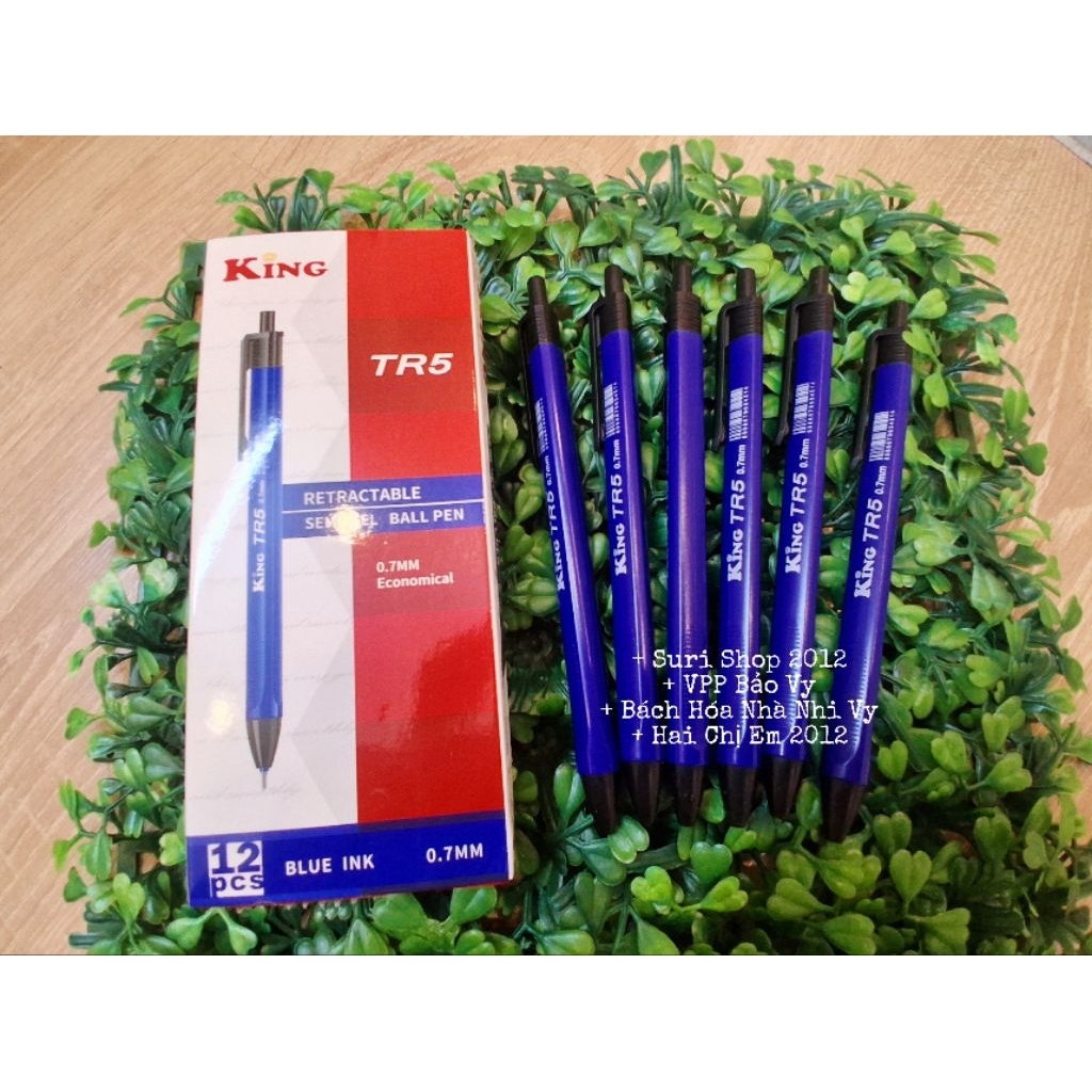 Hộp 12 cây bút bi mực xanh King TR5 ngòi 0.7mm ( viết êm,nét chữ đẹp,mượt )