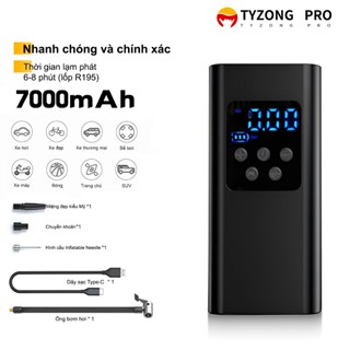 TYZONG Pro Máy bơm hơi lốp với đồng hồ đo áp suất lốp kỹ thuật số và đèn LED, Máy nén khí cho ô tô và xe đạp xe máy