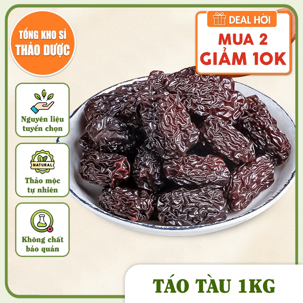Táo tàu 1kg, táo đen sấy dẻo, không tẩm đường, dày thịt, vị ngọt tự nhiên, dùng ăn vặt, pha trà