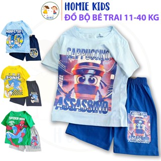 Bộ quần áo mặc nhà bé trai size đại 11-40 kg set đồ bộ trẻ em thun cotton in hoạt hình labubu capybara đẹp Homie Kids
