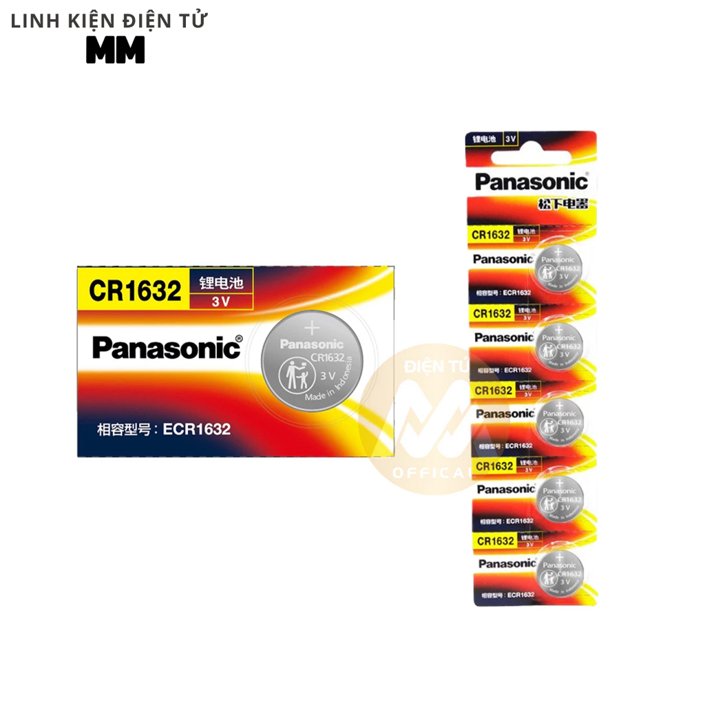 [1 vĩ 5 viên] Pin - Battery cmos CR1632 Panasonic 3V - Dùng cho các thiết bị điện tử