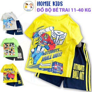  Set đồ cho bé trai 11-40 kg đồ bộ thun cotton size nhí đại gồm áo thun quần đùi họa tiết hoạt hình siêu nhân Homie Kids 