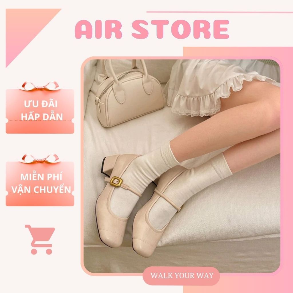 Giày Búp Bê Nữ, Giày Nữ Mary Jane Đế Cao Gót Vuông Thời Trang N46 || Air Store