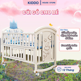 Cũi Cho Bé Nhiều Màu Sắc Lựa Chọn KT 120x68cm (Trộn Bộ Đầy Đủ Đệm,Màn) Ghép Cạnh Giường Ba Mẹ