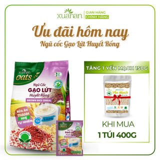  Ngũ Cốc Gạo Lứt Huyết Rồng Xuân An  ít đường  Túi 400G {25g*16 gói} Tặng kèm 1 túi Yến Mạch 150g  