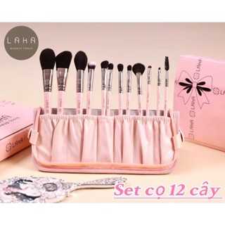  Bộ cọ LAKA cá nhân 12 cây cao cấp túi da hồng  9 hãng  