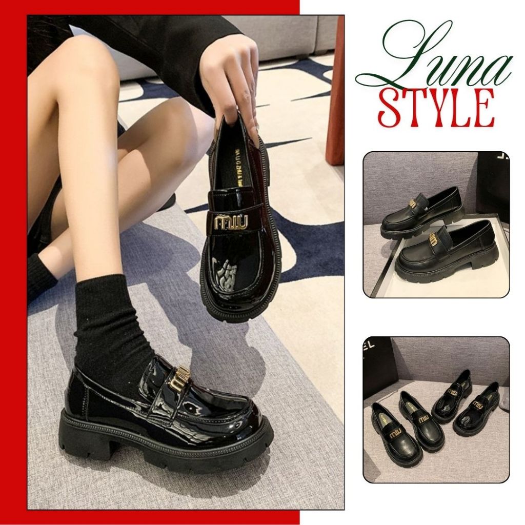 Giày Oxford Nữ Miu Miu, Giày Da Nữ Đế Cao Miu 2 Loại Da Bóng - Mềm Bản Hàng Đẹp Full Box || N05