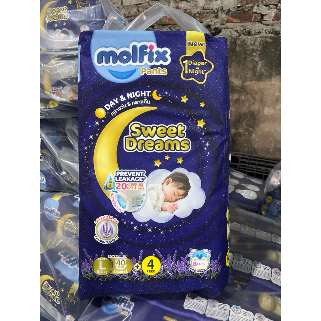 Tã Quần Ban Đêm Molfix Sweet Dreams Jumbo – Size M52/L44/XL38/2XL34, Thấm Hút Tốt, Chống Tràn