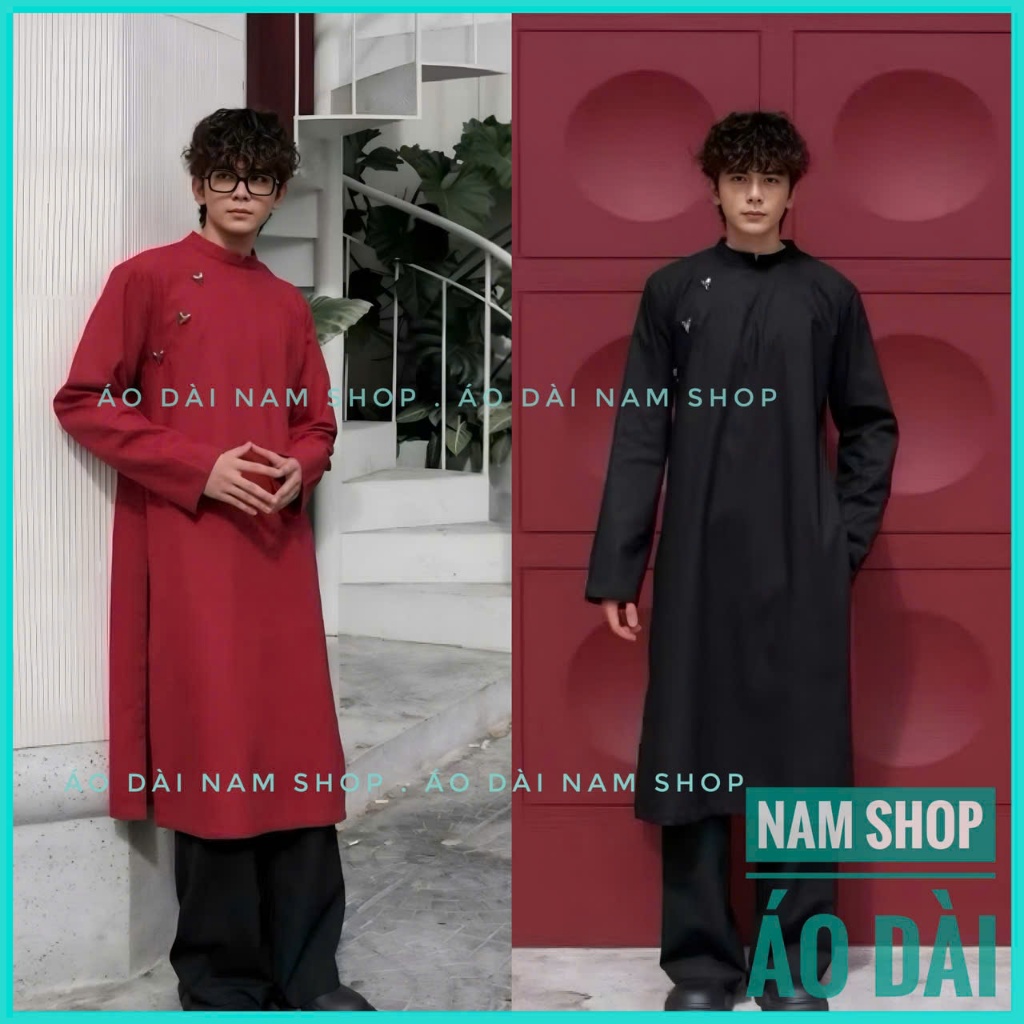 Áo Dài Cách Tân Nam Trơn Dáng Xuông Khéo Khóa Sau Lưng Cao Cấp Chụp Ảnh Ăn Hỏi Lễ Tết