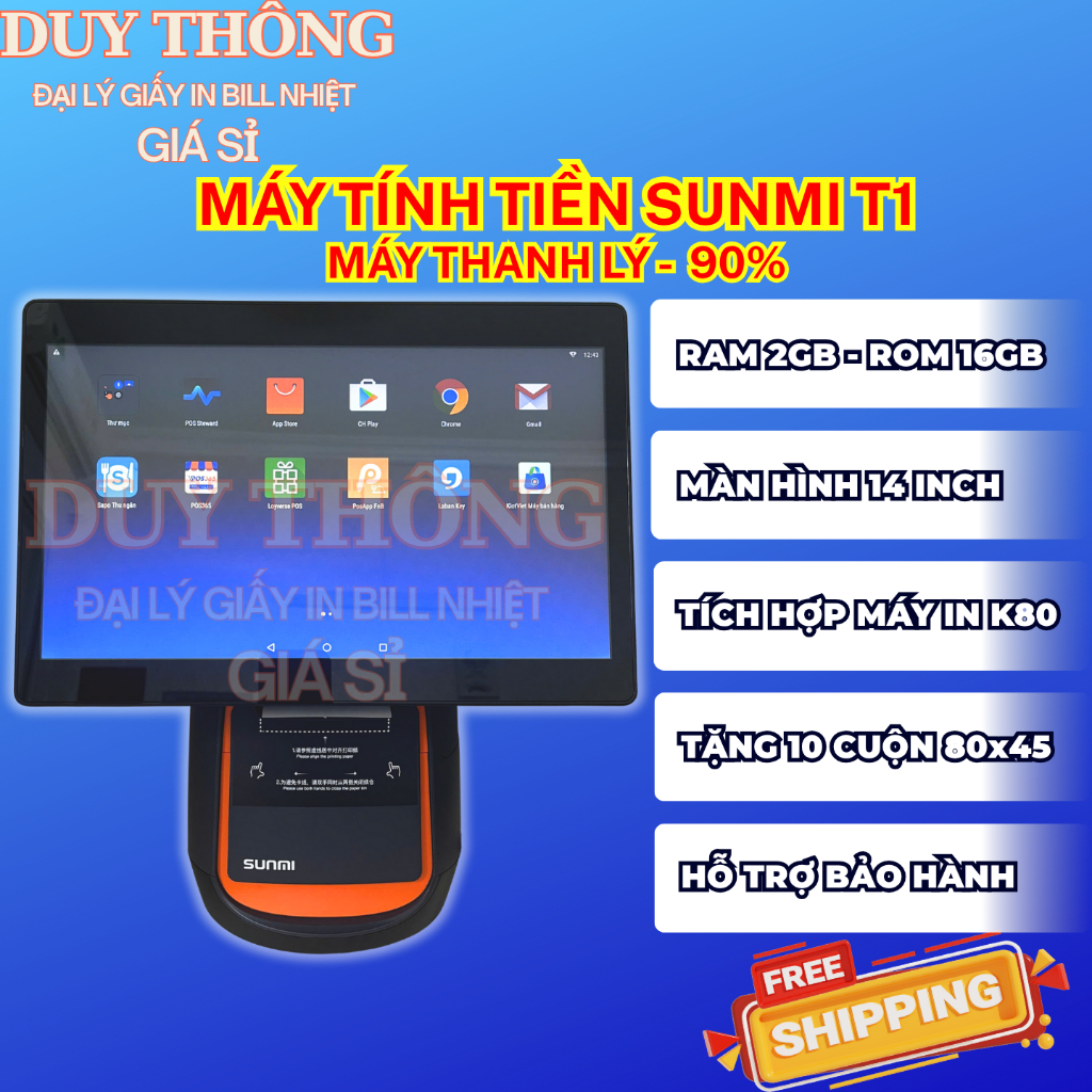 [THANH LÝ] SUNMI T1 (ANDROID 6, RAM 2GB / ROM 16GB) MÁY POS BÁN HÀNG TÍCH HỢP IN BẢO HÀNH 1 THÁNG
