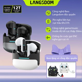 Tai Nghe Bluetooth Gaming Langsdom Theta, Bass trầm ấm, độ trễ cực thấp 50ms, Pin tổng 21h, míc ENC