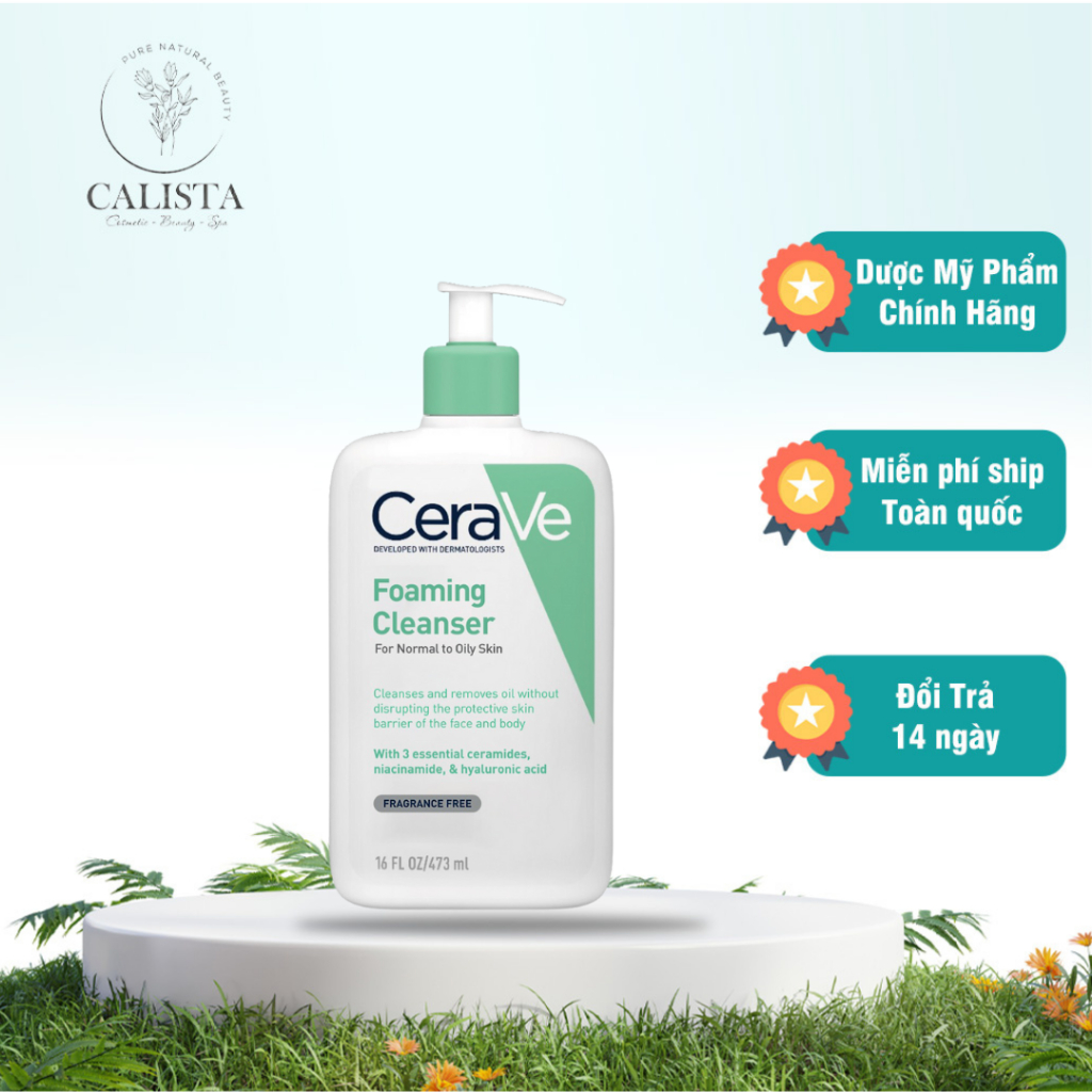 Sữa Rửa Mặt CeraVe Foaming Cleanser Màu Xanh Ngọc 473ml