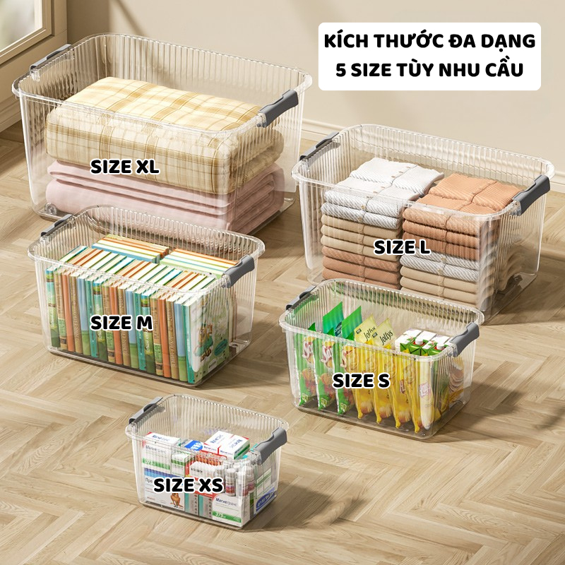 Hộp Đựng Đồ Trong Suốt ENODA HOME, Thùng Nhựa 5 Kích Thước Đựng Đồ Đa Năng Có Nắp Quai Cài Chắc Chắn Q110 | BigBuy360 - bigbuy360.vn