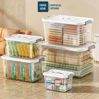  Thùng Nhựa Có Nắp Đựng Đồ Đa Năng ENODA HOME Hộp Đựng Đồ Trong Suốt 5 Kích Thước Có Nắp Quai Cài Chắc Chắn Q110 