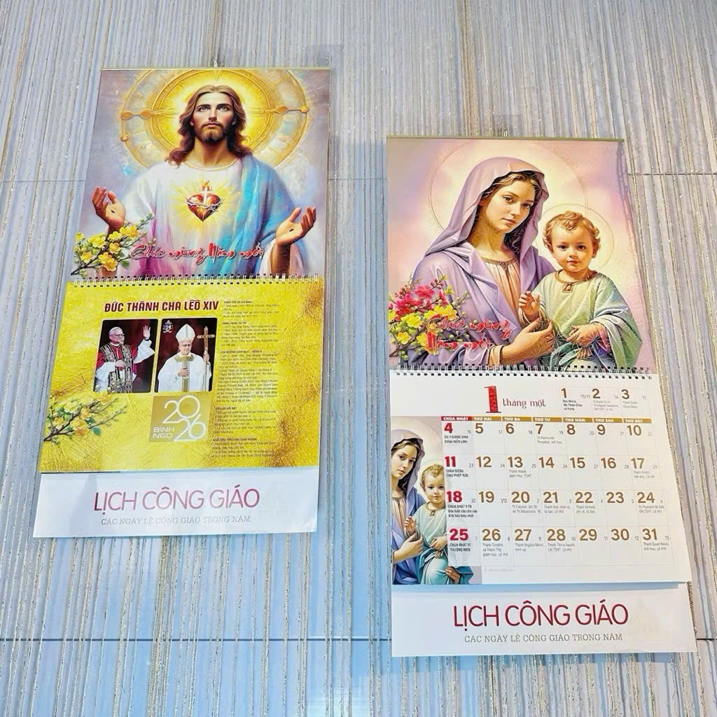 LỊCH LÒ XO 12 TỜ 2026 - MẪU NGẪU NHIÊN - LỊCH CÔNG GIÁO