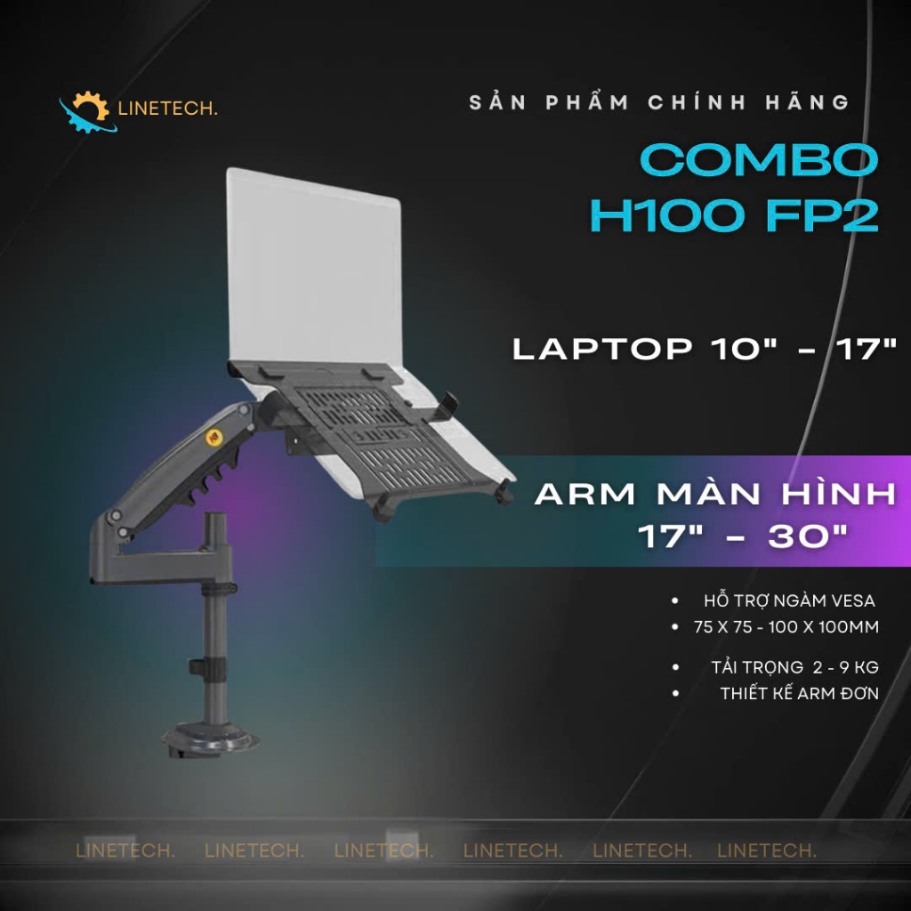 Combo giá treo màn hình máy tinh + Giá Đỡ Laptop NB H100 + FP2 ( Tải trọng 9kg )