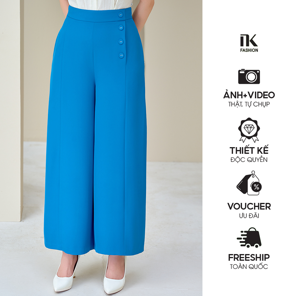 Quần Ống Rộng Cúc Sườn NK Fashion Thời Trang Công Sở Nữ Thanh Lịch, Thoải Mái Vải Mịn NKQU2504006