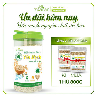  Yến Mạch Nguyên Chất Ăn Liền Xuân An  ko đường  Hộp 800G  Tặng kèm 2 túi Yến Mạch 150g  