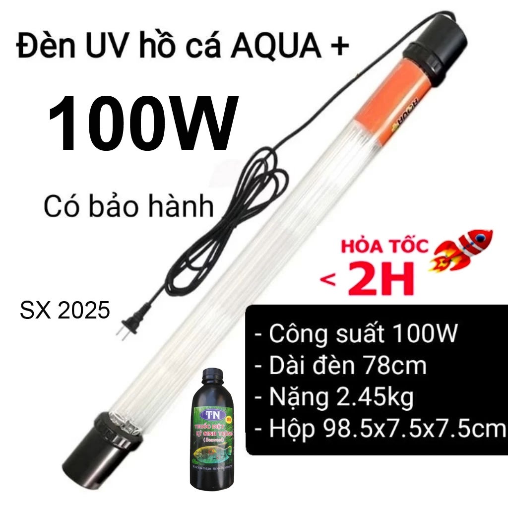  Đèn UV 100W AQUA SUV+ Diệt Khuẩn Rêu Tảo Hồ Cá Koi Xử Lý Nước Thải 7 Ngày | Diệt Tảo SEAWEED 500ML 
