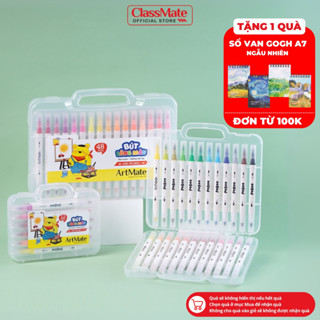  Bút Brush Artmate CLASSMATE Bút Calligraphy Bút Lông Màu Đi Nét Linh Hoạt Artline 2 Đầu 12 24 48 Màu AM-WC451 453 455 
