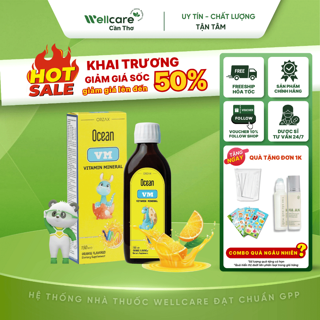 [⭐ORZAX] Ocean VM - Chai 150ml Siro Cung Cấp 17 Vi Chất Cần Thiết Cho Cơ Thể, Tăng Đề Kháng