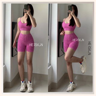  HERSIGN Set đồ tập gym nữ hot trend Đồ tập yoga nữ áo bra dây mảnh quần đùi SET183 BST Graced Motion 