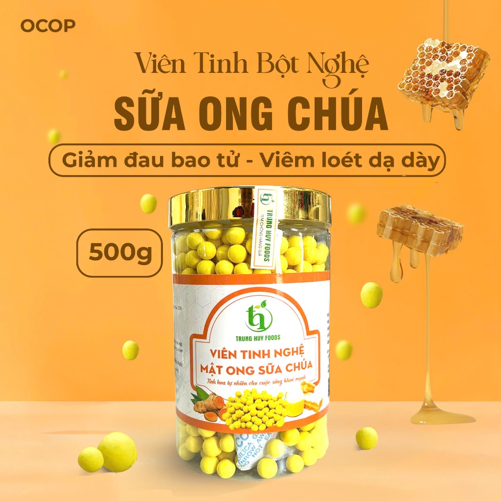 Viên Tinh Nghệ Mật Ong Sữa Chúa Nguyên Chất - Hỗ Trợ Giảm Đau Bao Tử - Viêm Loét Dạ Dày - Trị Thâm, Mờ Sẹo