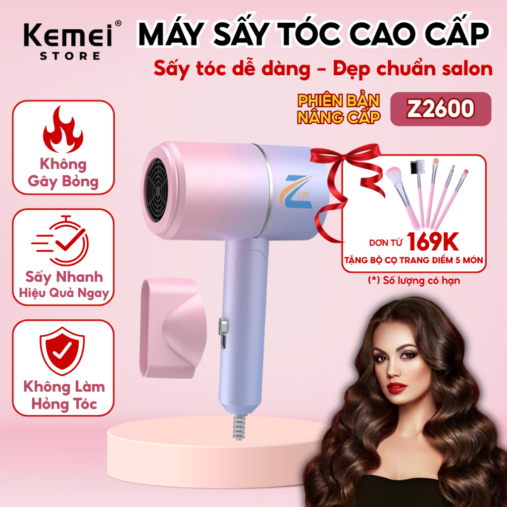 Máy Sấy Tóc Z2600 Mini Cầm Tay – 3 Chế Độ Gió Linh Hoạt, Sấy Nhanh Tóc Mềm Mượt Chuẩn Salon Tại Nhà