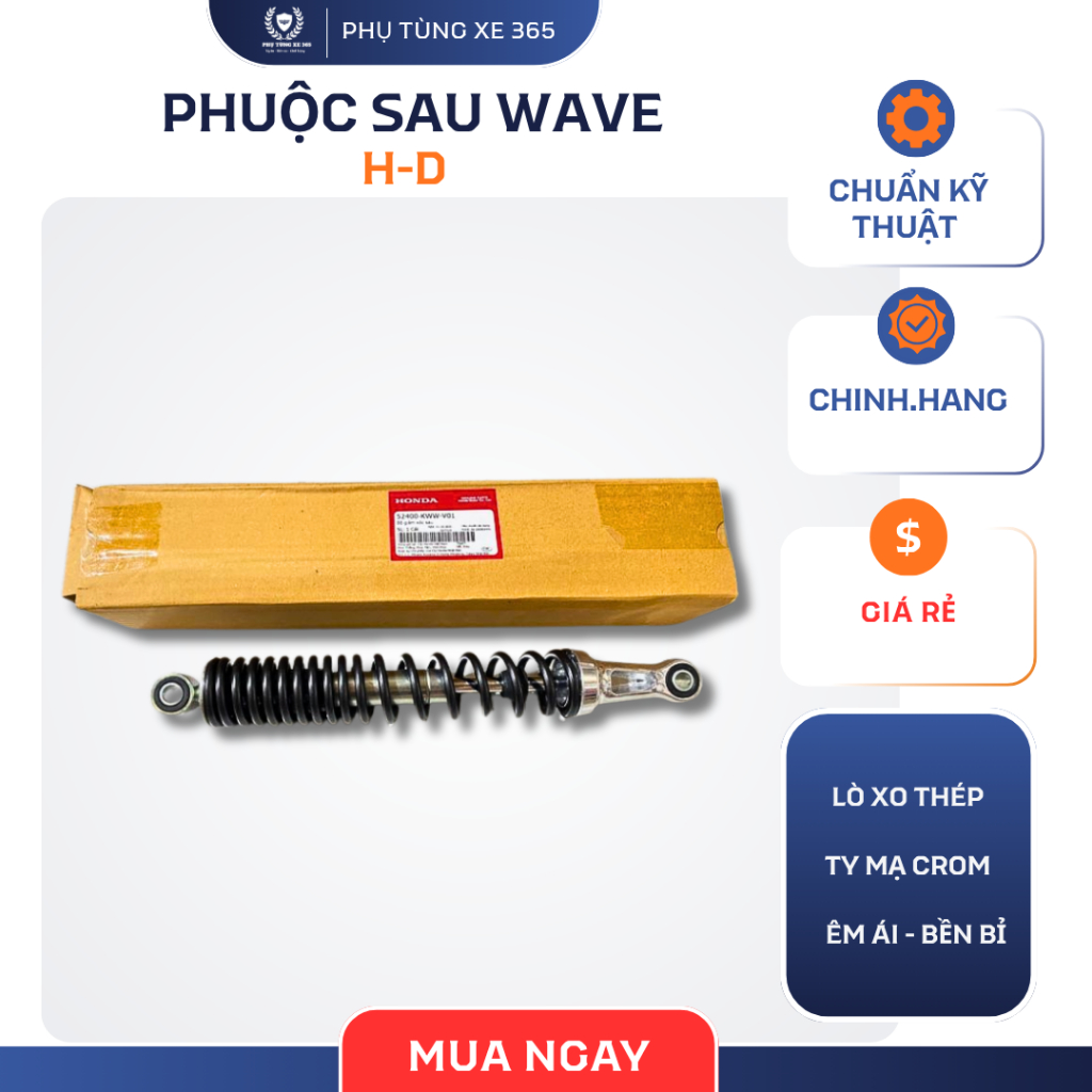 Phuộc sau Wave S110 màu đen, nhún sau s110 đen chinhhang (Bộ/đôi)