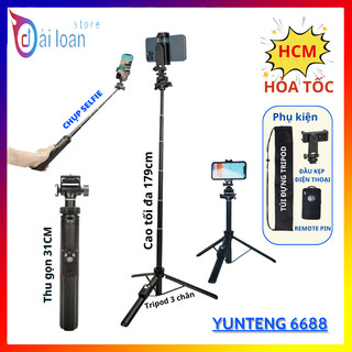  Gậy Chụp Ảnh Yunteng VCT 6688 - Tích Hợp Tripod Cao 1m8 Remote Bluetooth Và Kẹp Điện Thoại 
