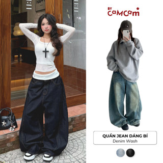  Quần Jean Dáng Bí Bycamcam Cat Washing Denim Retro Unisex Nam Nữ QTD306 