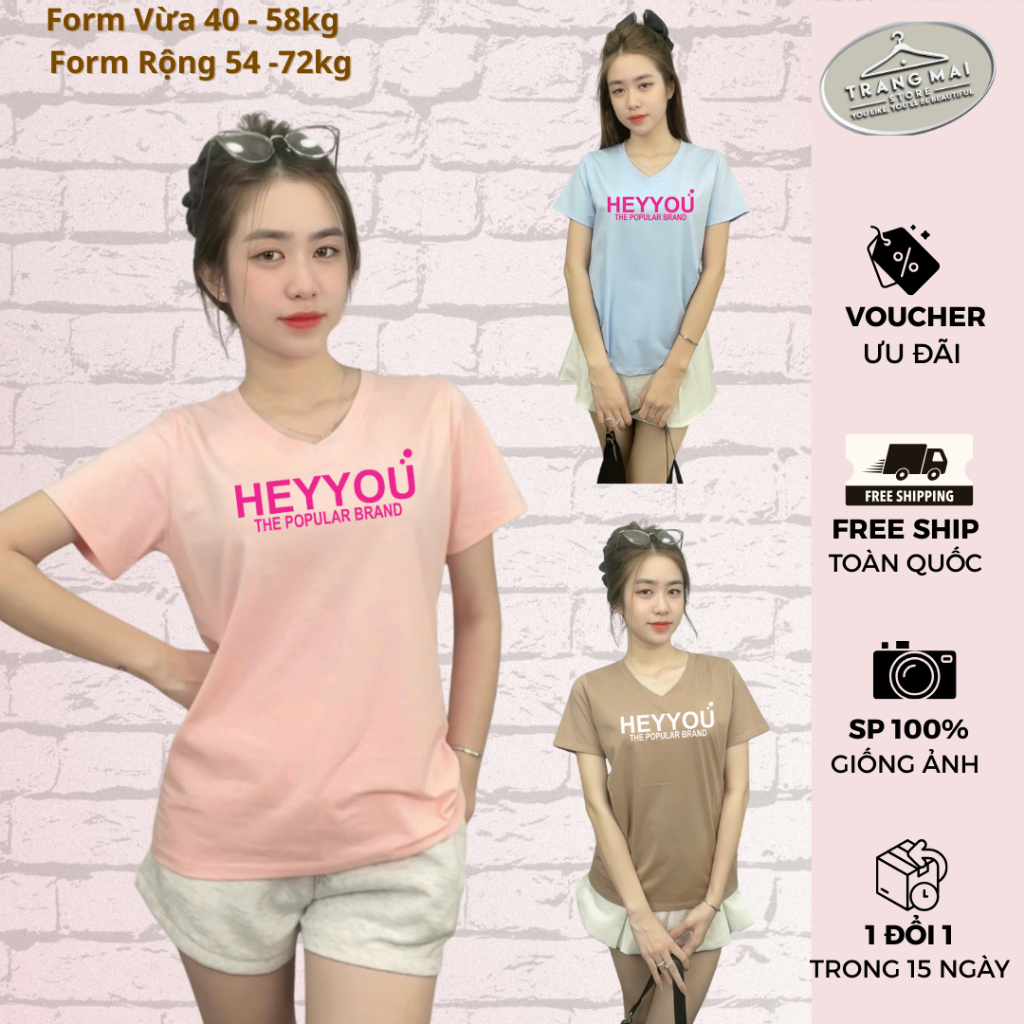 Mã T472(HEYYOU) Áo thun cotton thái nữ cổ tim rất thoáng mát