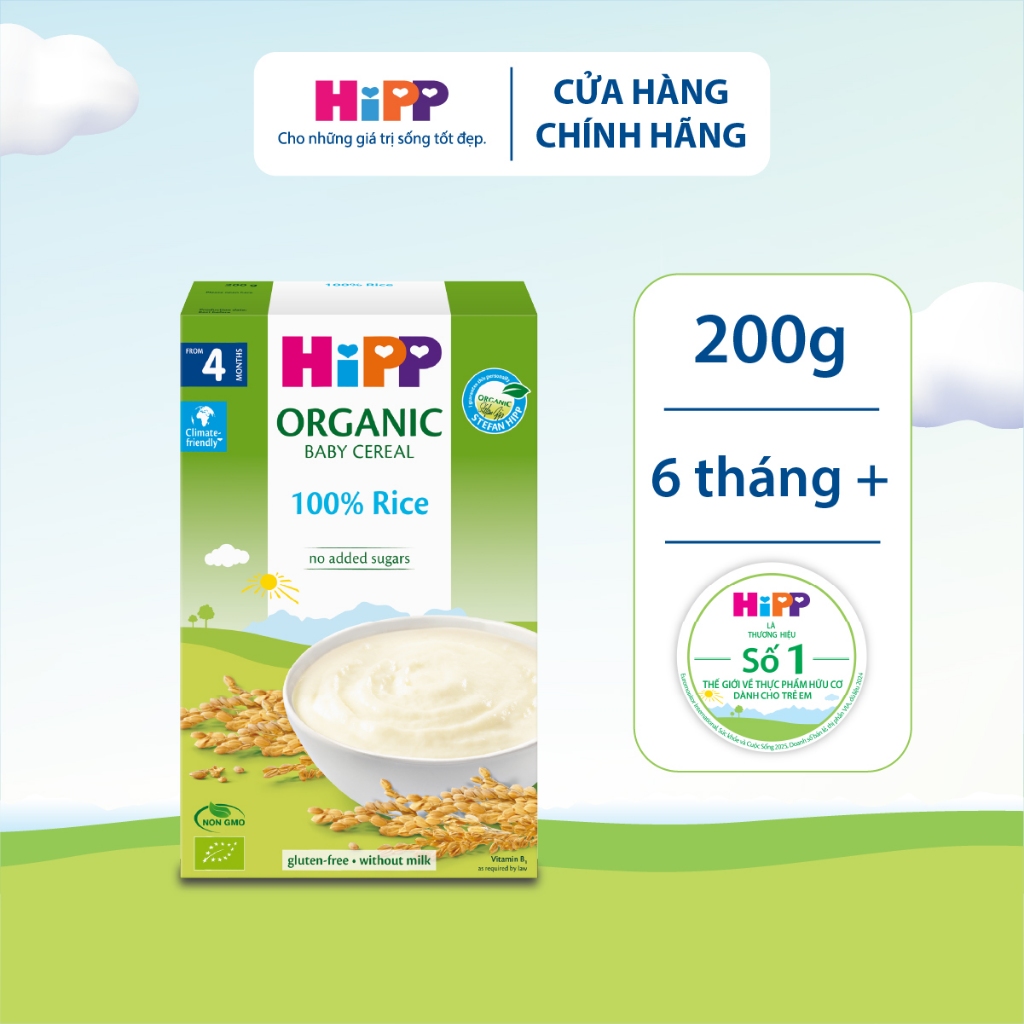 Bột ăn dặm dinh dưỡng Gạo nhũ nhi HiPP Organic 200g