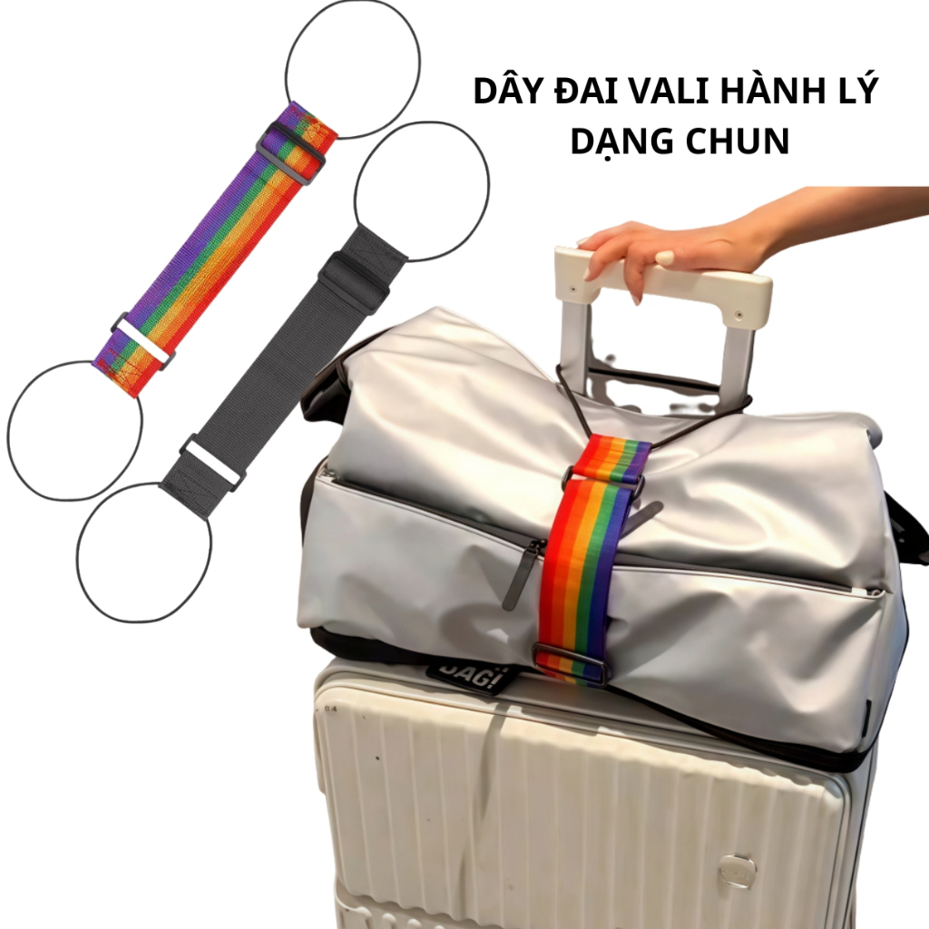 Dây đai chun cố định hành lý, dây đai cố định túi vào vali du lịch