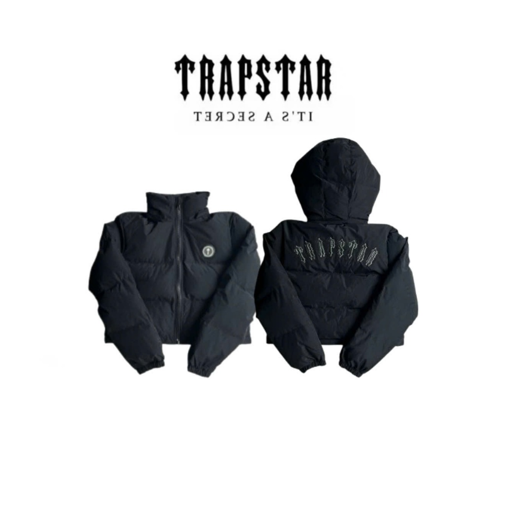 Áo khoác phao dáng croptop Trapstar London tháo được mũ dành cho nữ drip cực xinh