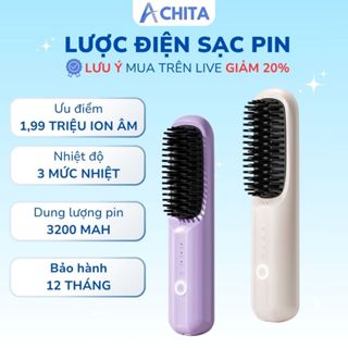  Lược điện không dây Achita L25 bảo vệ tóc nhờ lớp keratin lược điện duỗi tóc 3 mức nhiệt 