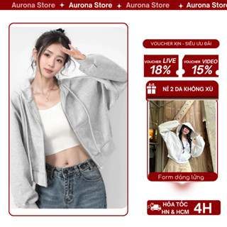 [MỚI 2025] Áo Khoác Nỉ Hoodie Zip Crotop Trơn Form Rộng Unisex, Áo khoác hoodie zip dáng ngắn Auronaoffical