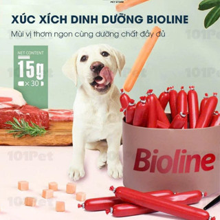 Xúc xích chó mèo Bioline , xúc xích cho mèo con chó con cung cấp canxi và dinh dưỡng 450g