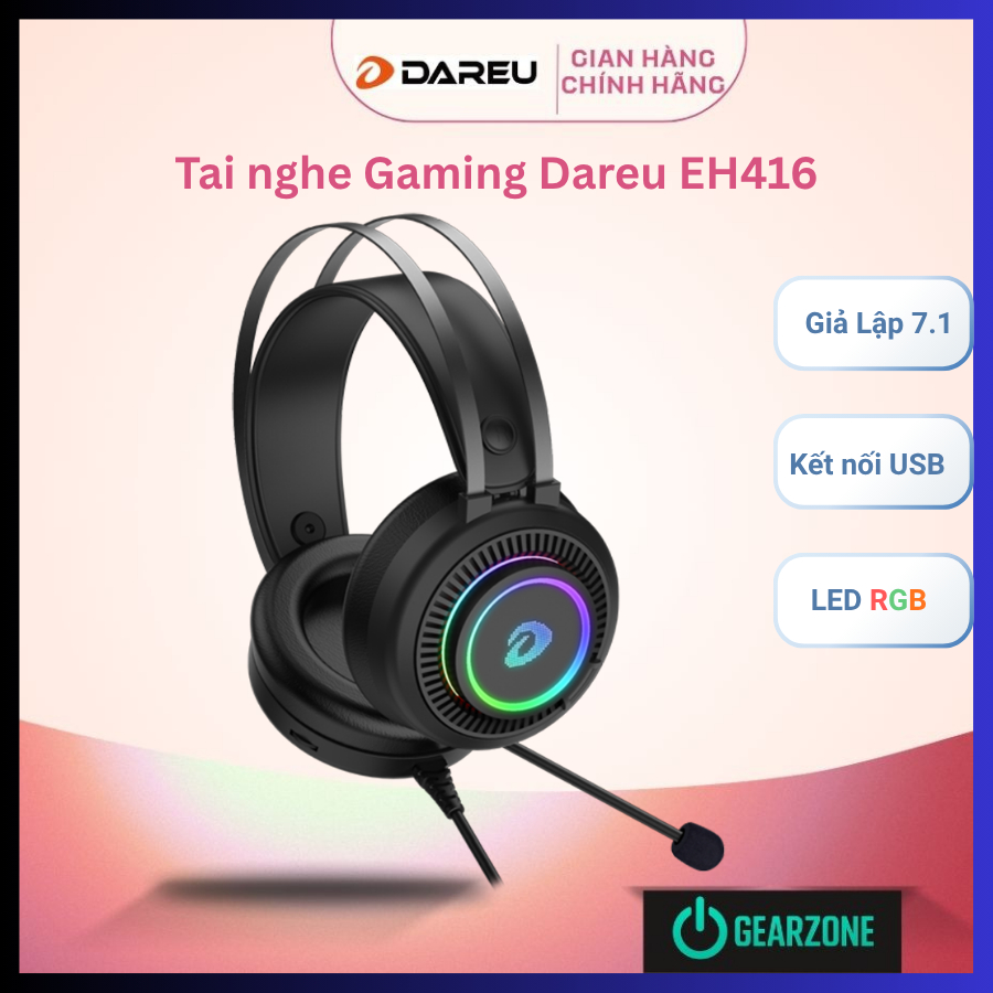 Tai nghe Gaming Dareu EH416 – RGB LED, Âm thanh 7.1, Kết nối USB | Hàng chính hãng Dareu