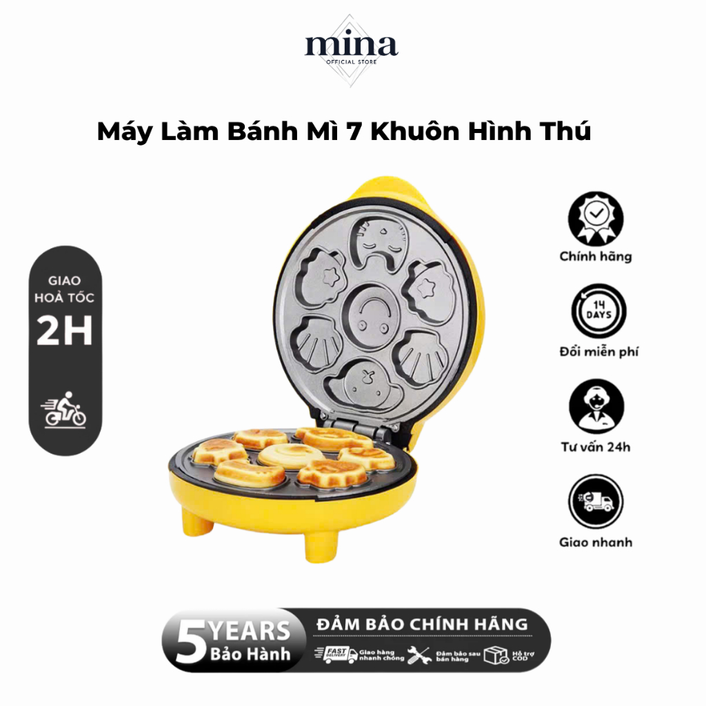 Máy nướng bánh ra hình thú dễ thương làm bánh nhanh chóng và tiện dụng