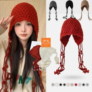  NL14 Nón Len Dệt Kim Che Tai Ấm Áp Mùa Thu Đông Cho Nữ - Mũ  Tua Rua Phong Cách Vintage BULL.SHOP 