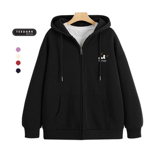  Áo Hoodie Zip Áo Khoác By TEEDARK Mã Trơn BST 01 Chất Nỉ Mũ 2 Lớp Form Rộng Dáng Unisex 