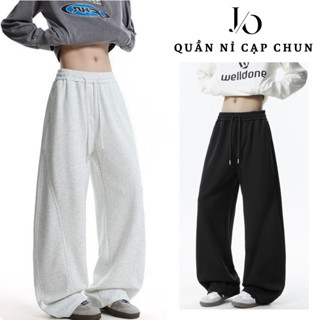 Quần Nỉ 2 Da Xám Đen Nam Nữ Cạp Chun BIGSIZE Ống Rộng Local Brand Quần Nỉ Unisex Form Suông Ulzzang