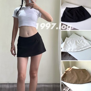 Chân váy A TRƠN 5 Màu Basic - 1997.LOG - Cạp Thấp Ngang Eo,Trên gối, Quần Lót thun, Vải dày kô nhăn