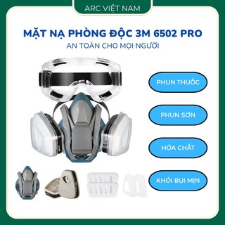  Trọn Bộ Mặt Nạ Phòng Độc 6502 PRO Phun Sơn Hóa Chất Trừ Sâu Sử Dụng Nghề Mộc Xi Măng Tặng Kèm Kính 